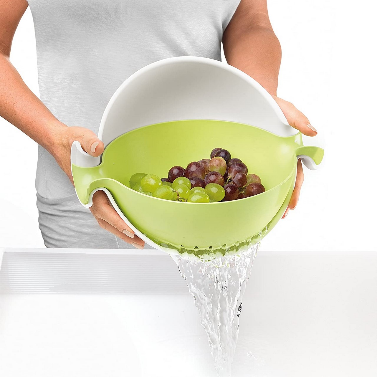 Acquista online Guzzini Spin & Dry Drainer with Kitchen container, grey 30x25 x h.12.5 Guzzini